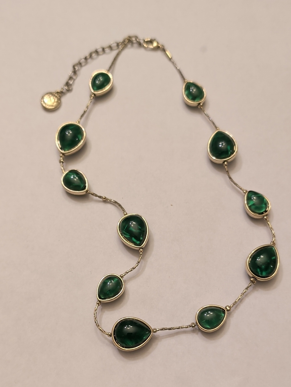 Jones New York Gold-Tone Necklace with Green Teardrop Cabochons
